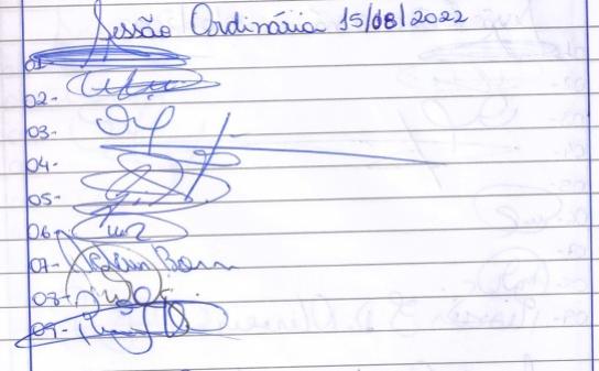 Lista de Presença dos vereadores 15 de agosto 